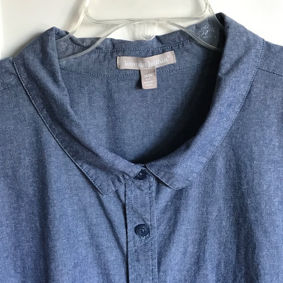 WOMAN WITHIN Cotton Denim Button Down Shirt Long Sleeve Women’s Plus Size 4X - Picture 2 of 14
